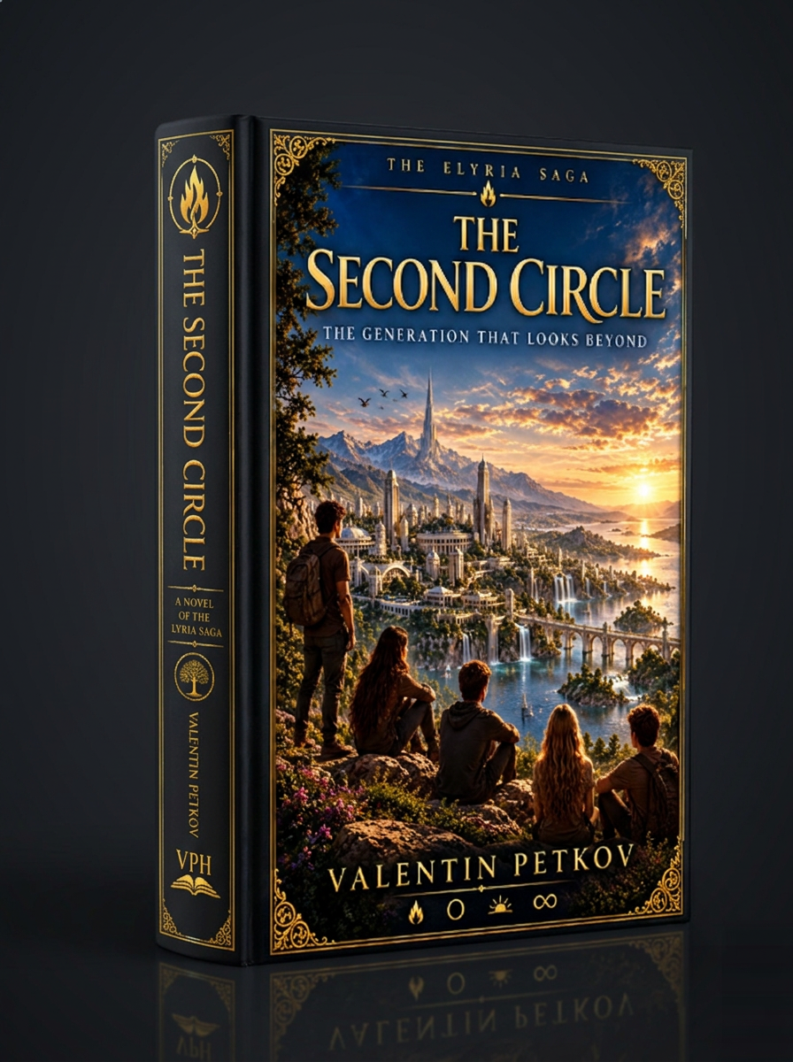 Front cover of The Second Circle by Valentin Petkov — Fiction · The Elyria Saga edition published by Val Publishing House